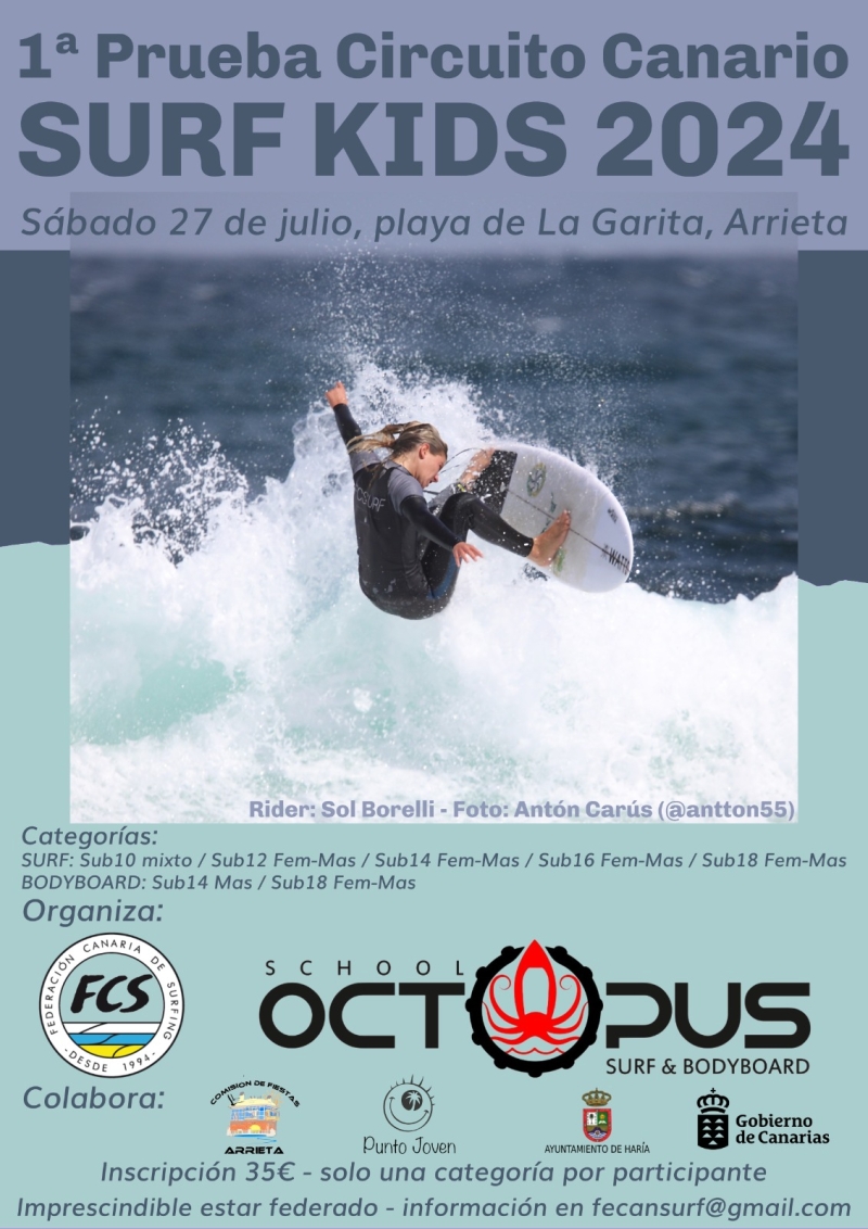 V CAMPEONATO PROMESAS SURF Y BODYBOARD PLAYA  DE HARÍA 2024 - Inscríbete