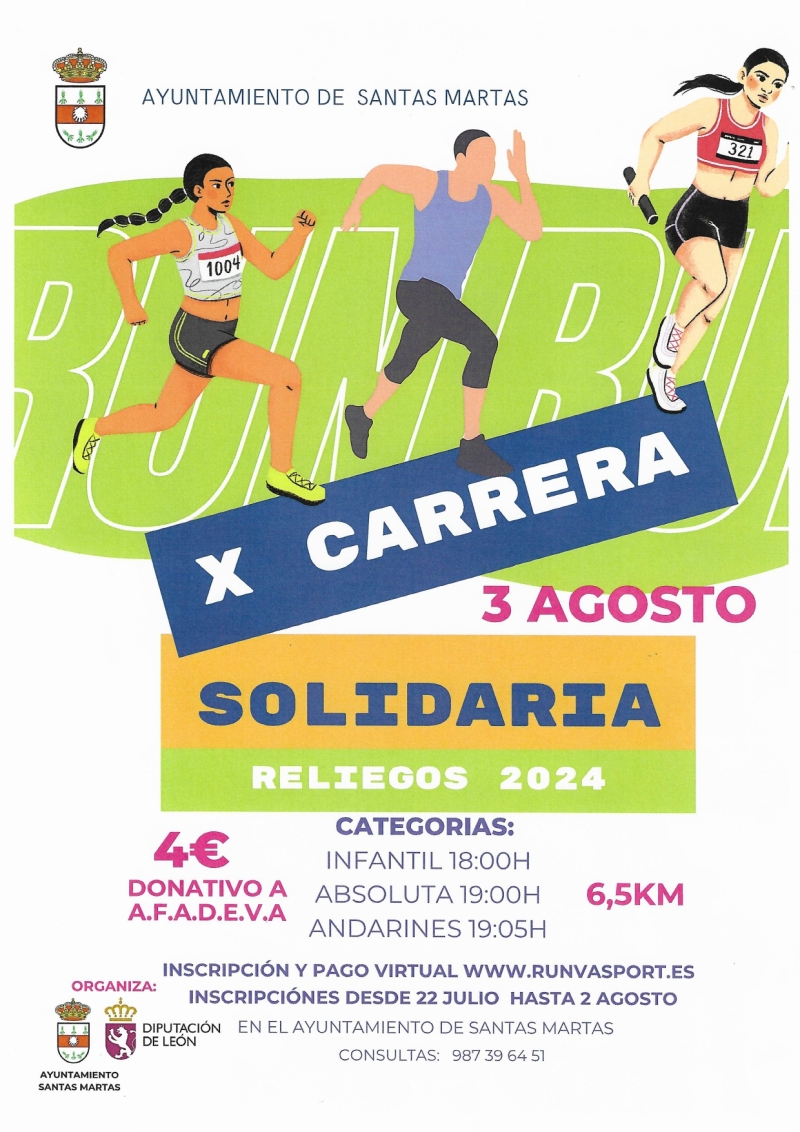 Cartel del evento X CARRERA POPULAR SOLIDARIA AYUNTAMIENTO DE SANTAS MARTAS