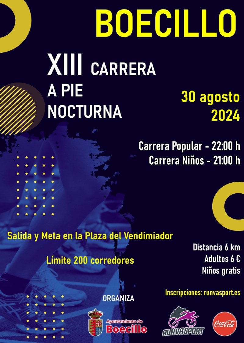 Cartel del evento 13ª CARRERA A PIE NOCTURNA BOECILLO