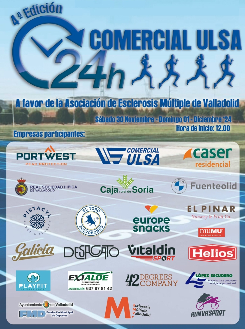 Cartel del evento 24 HORAS A FAVOR DE LA ASOC. POR LA ESCLEROSIS MÚLTIPLE DE VALLADOLID