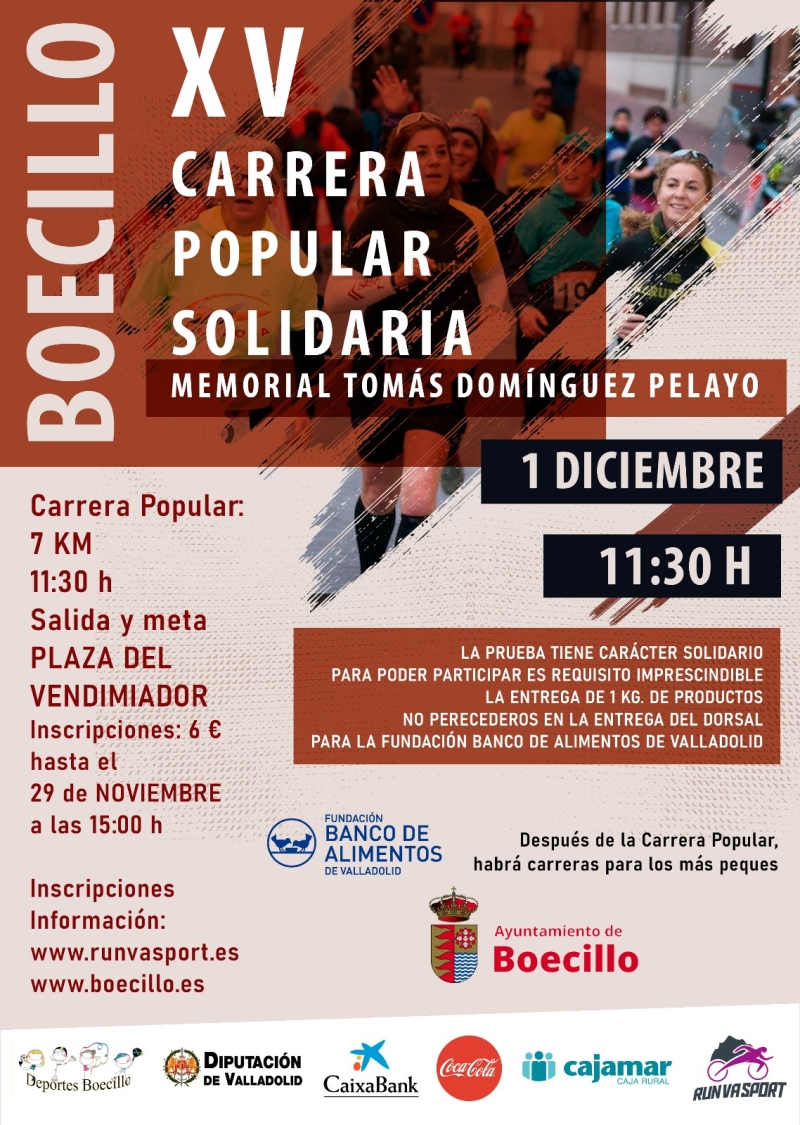 Cartel del evento 15ª CARRERA POPULAR SOLIDARIA EL TEJAR -  MEMORIAL TOMÁS DOMÍNGUEZ PELAYO