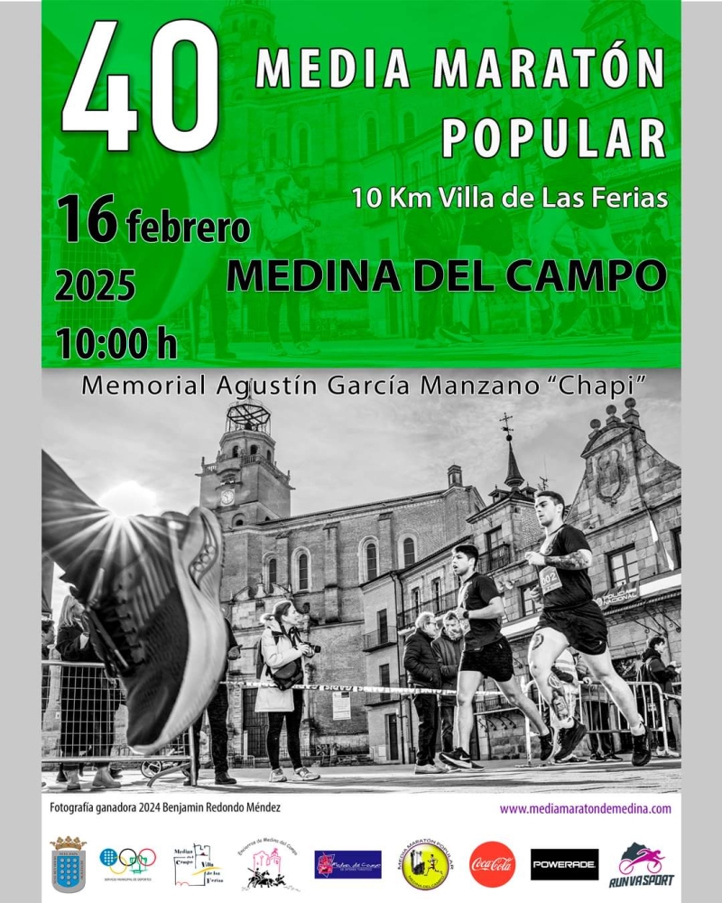 Cartel del evento XL MEDIA MARATON POPULAR MEDINA DEL CAMPO Y 10000 M. VILLA DE LAS FERIAS