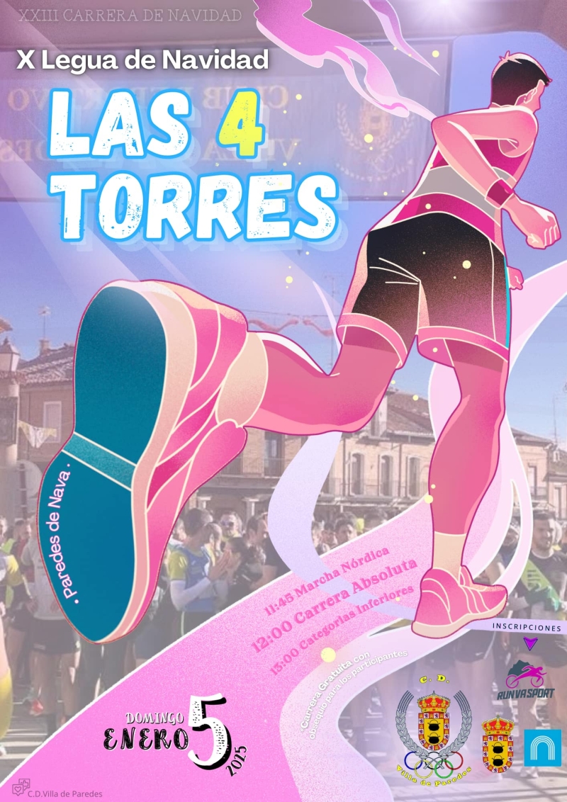 Cartel del evento XXIII CARRERA DE NAVIDAD X LEGUA LAS 4 TORRES VILLA DE PAREDES